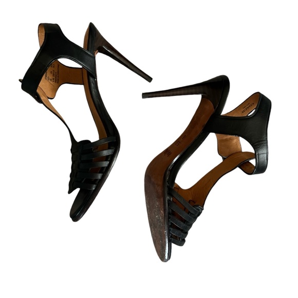 Coach Izzy Woven T-Strap High Heel Sandals Size 5.5 black - Picture 5 of 8